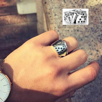 Fingerring, sølv, * Féd poker-ring - i Tibetansk Sølv, * Féd poker-ring - i Tibetansk Sølv (U26)
* P