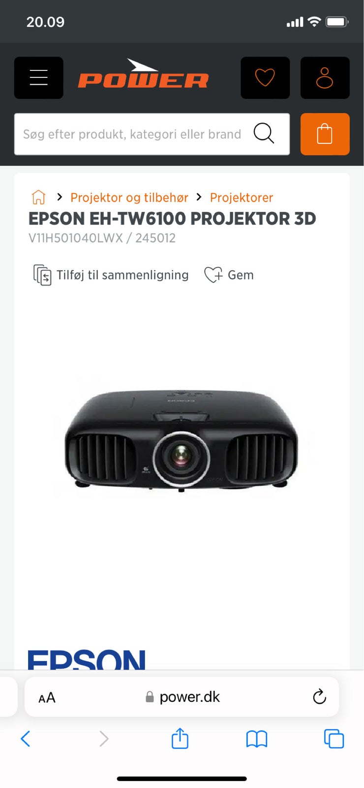 Projektor, Epson, EH-TW6100 3D