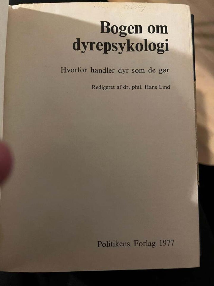 bogen om dyrepsykologi, red. af Hans Lind, emne: dyr