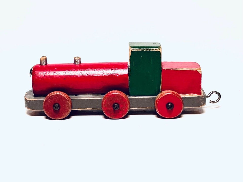 Legetøj, gammelt trætog med 3 vogne