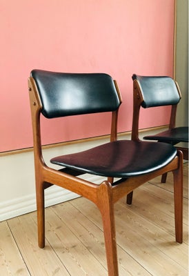 Erik Buck, stol, OD 49, 2 flotte dansk vintage design stole i teak og original betræk. Mærket med Da