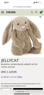 Jellycat, Ca 1 år, stået mest til pynt, fra dyr røgfrit hjem, sender gerne 