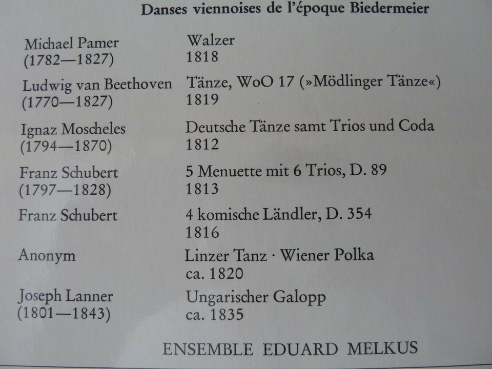LP, Ensemble Eduard Melkus, Wiener Tanze des Biedermeier