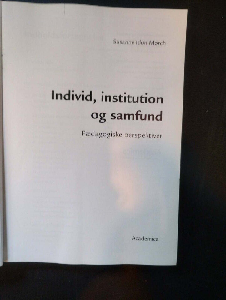 individ institution og samfund, Sussanne idun Mørch