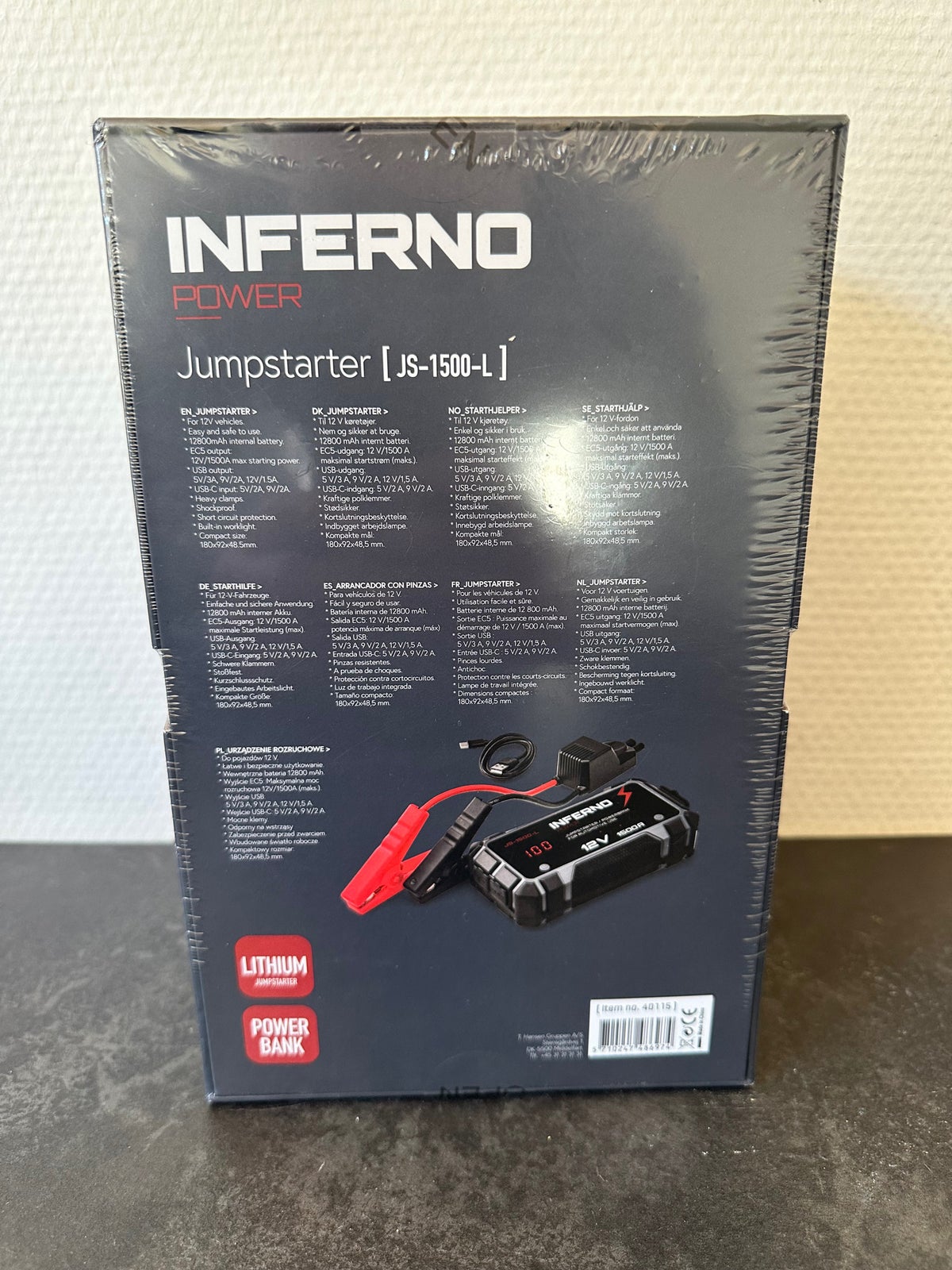 Lithium Jumpstarter 1500A JS-1500-L - Starthjælp 