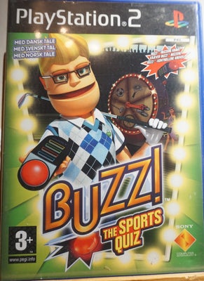 Buzz! The Sports Quiz, PS2, Buzz The Sports Quiz til Playstation 2 PS2. Spillet er testet og kører p