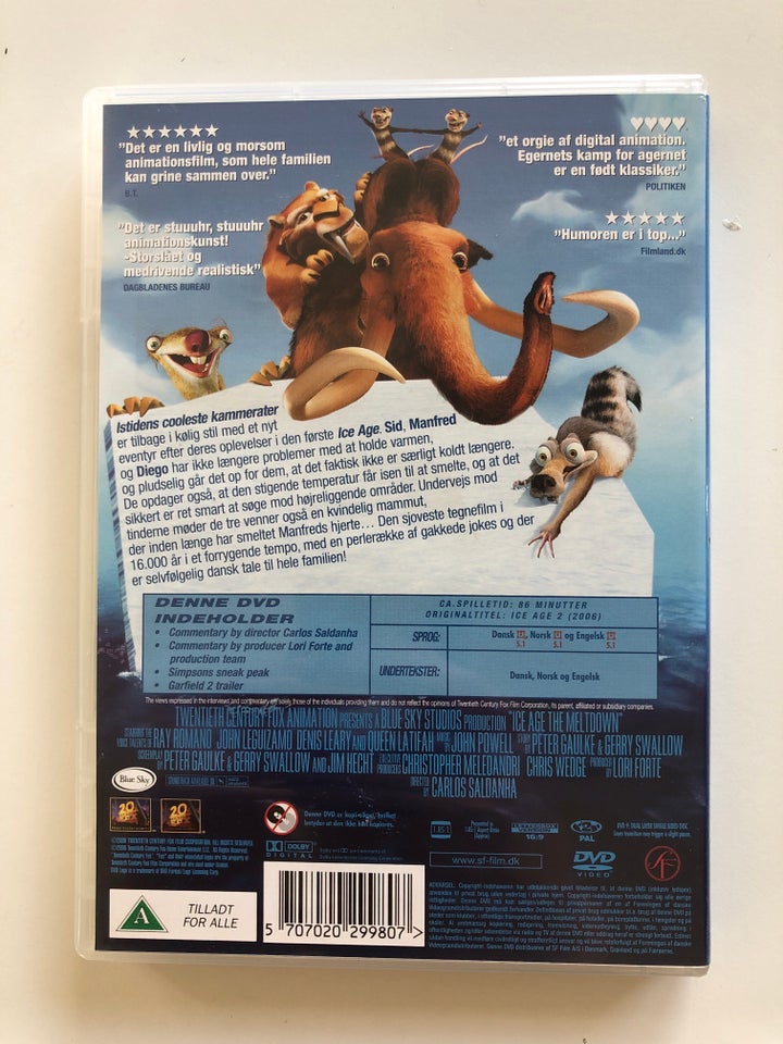 Ice Age 2 på tynd is, instruktør Carlos Saldanha, DVD
