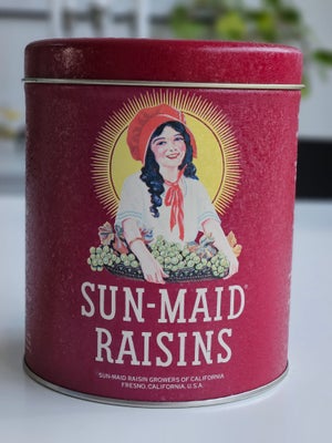 Dåser, Sun-maid raisins dåse, 
Rosindåse med Sun-Maid Raisins motiv.

Pæn og velholdt, ingen rust el