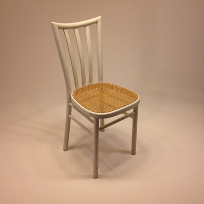Spisebordsstol, franske rørflet og hvidlakeret træ, fransk italiensk café stole, wienerstole i metal