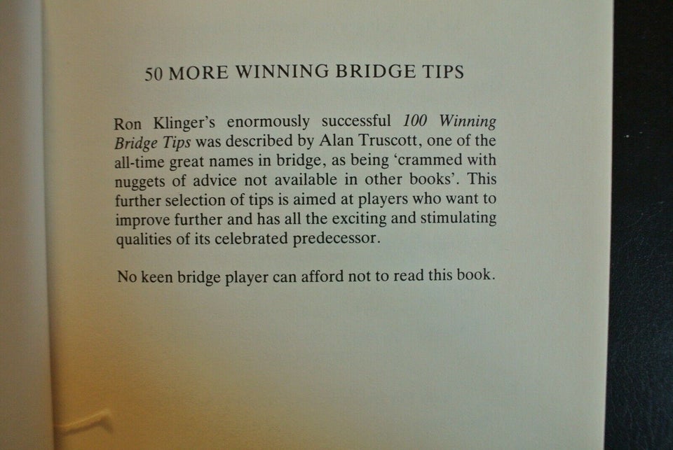 50 more winning bridge tips, by ron klinger , emne: hobby og