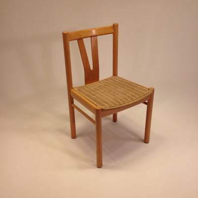 Spisebordsstol, Planflet træstol med ystol rygstykke, Spisebords stol i bøg bøgetræ og smukt flet, K