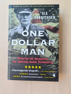 One dollar man, Ole Sønnichsen, Bogen fremstår i god stand,
Hardback,
Befinder sig i 6705,
Fra dyr o