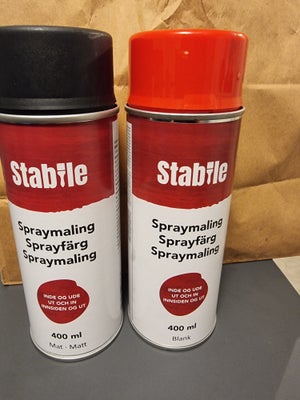 Spraymaling, Stabile, Sort og Rød, 2 sprayflaske sælges da de kun skulle bruges til spaymaling af st