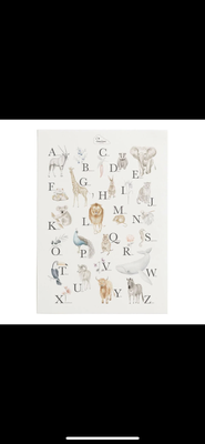 Plakat, Cam Cam Copenhagen, motiv: Bogstavsplakat, b: 42 h: 59,4, Bogstavsplakat med dyr og planter 