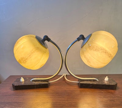 Anden arkitekt, Art deco lampe , bordlampe, Smukke art deco lamper i krom og fine gl glas og en fod 