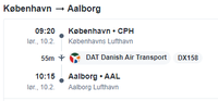 Aalborg, tur/retur, DAT/Norwegian