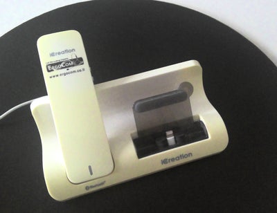 Bluetooth headset, t. iPhone, iCreation i-500 (white), Perfekt, BlueTooth Hand Set, Charging dock an