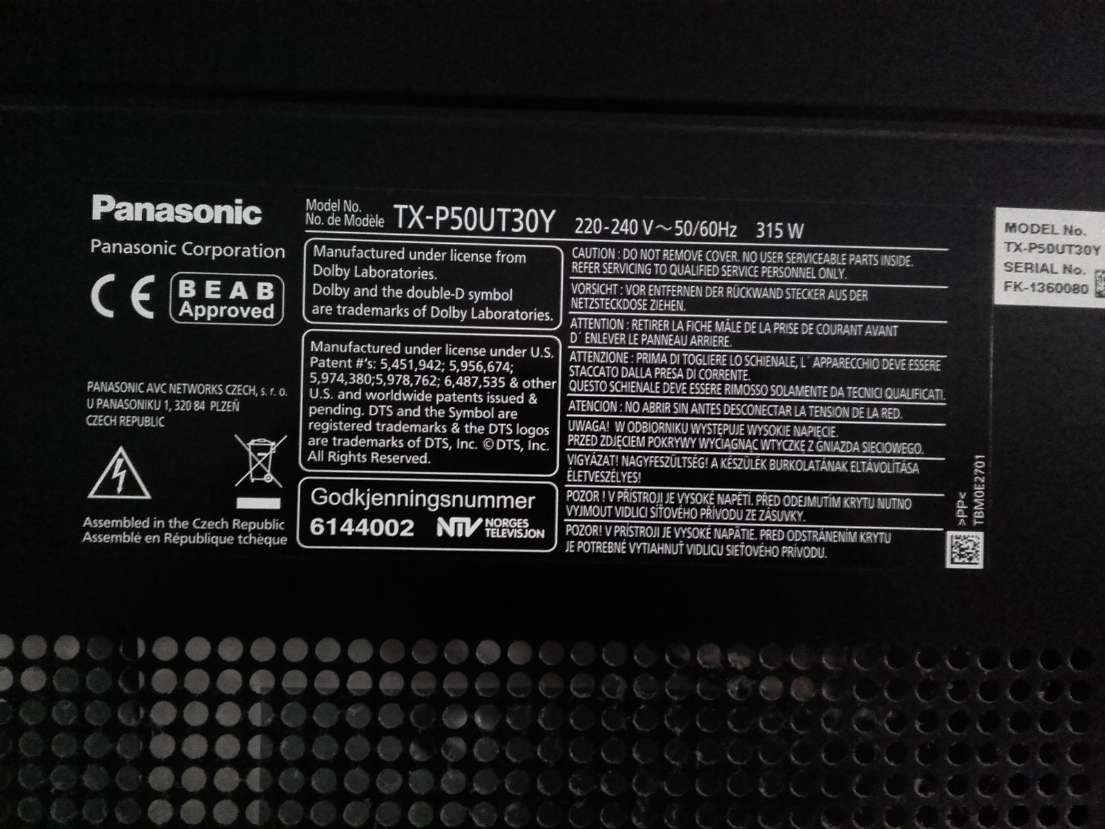 Plasma, Panasonic, 50