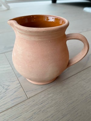 Keramik, Kande, Vintage, Lille kande (stor mælkekande/lille sovsekande) i lertøj. Glaseret indvendig
