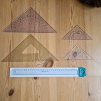 Lineal, vinkelmåler, geometri trekant