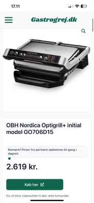 Bordgrill, Obh Nordics, Helt ny OBH Nordica, OptiGrill+ Initial, elektrisk grill. Virker som den ska