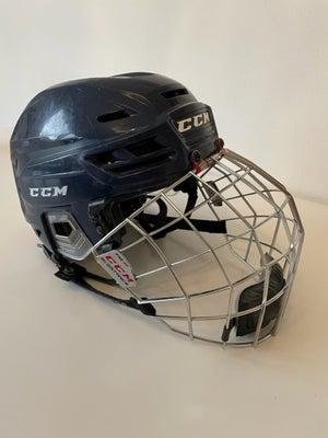 Ishockeyudstyr, 
 Blå ishockeyhjelm
CCM Resistrance, str. M, Super fed hjelm med ekstra sikkerhedsbe
