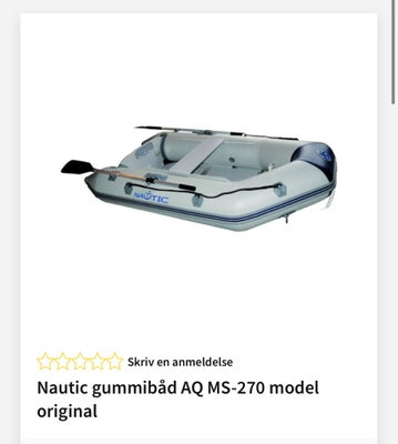 Gummibåd, Nautic, ALDRIG BRUGT. NYPRIS 8550kr. 

Den originale gummibåd fra Nautic, hvor kvaliteten 