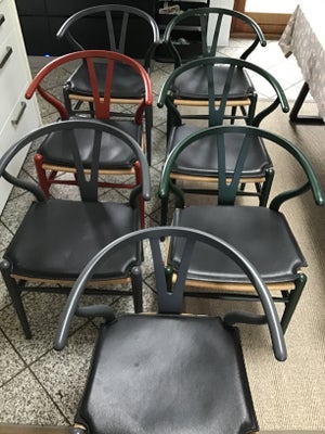Wegner, Y stol CH24, Spisestuestol, 7 stk. Y stole i soft lak. 3 grønne 3 grå og 1 rød sælges. Købt 