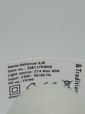 Arkitektlampe, Bellevue aj8, Arne jokobsen Bellevue aj8 har lidt små skrammer se billed sælges for 6
