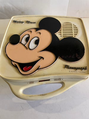 Andre samleobjekter, Disney, Gl. Disney grammofon m. Mickey Mouse på fronten. Den er til batteri, og