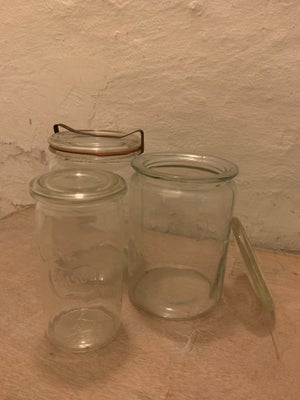 Glas, Blandet opbevaringsglas, Frisco, Holmegaard, Danaglas, 3 forskellige glasbeholdere i hver dere