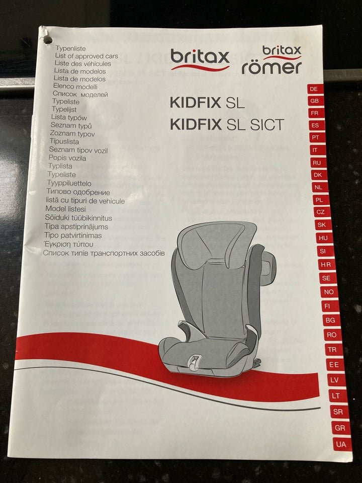 Autostol, op til 36 kg , Britax Römer Kidfix SL SICT ECE R44/04