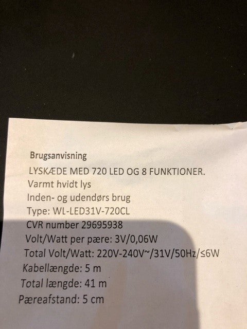 Lyskæde 720 LED og 8 funktioner