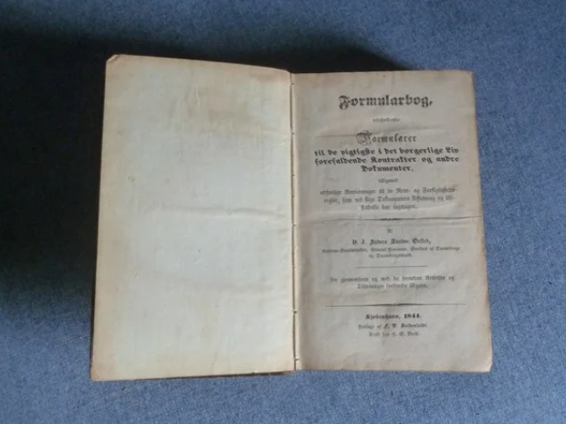Ørsteds Formularbog, Indb. Bog, 180 år gl.
