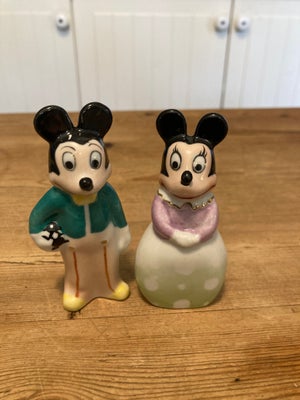 Samlefigurer, Mickey og minnie, Meget gamle porcelænsfigurer af Mickey og minnie mouse, Disney. Ca 8