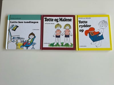 Lotte og Totte bøger, Gunilla wolde, Diverse Lotte og Totte bøger sælges pr stk til 25 kr
Sender ger