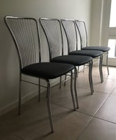 Spisebordsstol, Crome stel og sæder i tekstil, Italiensk