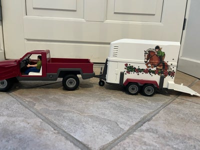 Andet legetøj, Schleicher hestetrailer + Pickup truck, Schleicher, Velholdt pickup truck med fører s