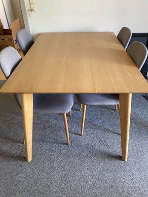 Spisebord, Egetræs finer, Jysk, b: 90 l: 130, Pænt spisebord med 2 ekstra plader (ekstra 90cm) 2x45c