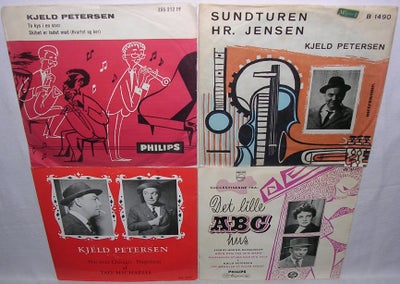 EP, Kjeld Petersen, Det Lille ABC Hus, Folk, 2 velholdte EPer og 2 singler se foto
4 sjældne plader 