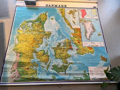 Kort, motiv: Danmarkskort, b: 195 h: 195, Stort skolekort over Danmark