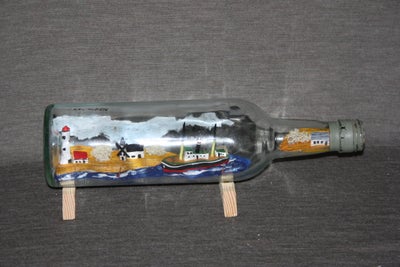 Andre samleobjekter, Flaskeskib - Flaske med skib 29 cm figur skib, Flaskeskib - Flaske med skib 29 