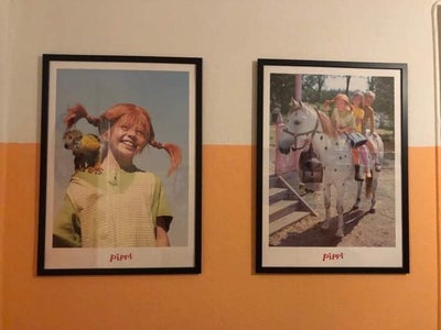 Plakat, Astrid Lindgren , motiv: Pippi Langstrømpe , b: 53 h: 73, 2 flotte film plakater med Pippi L