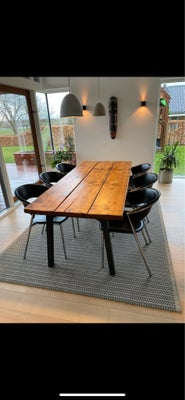 Spisebord m/stole, Plankebord træ, b: 90 l: 200, Super fedt plankebord sælges nu billigt med 6 stole