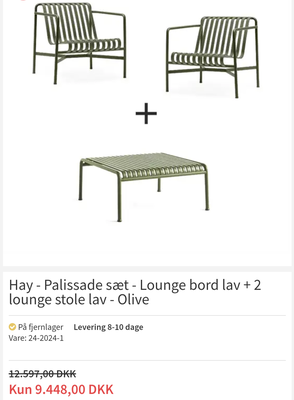 Havemøbelsæt, HAY, Stål, loungesæt farven oliven. laves i en helt serie. Det er helt nyt stortset Sm