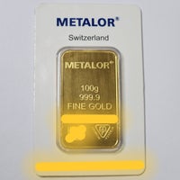 Euro, guld- og sølvbarre, Metalor (999.9)