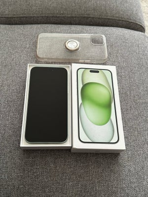 iPhone 15 Plus, 128 GB, grøn, Perfekt, KUN 4 måneder gammel iPhone 15 Plus 128 GB med 100% batterika