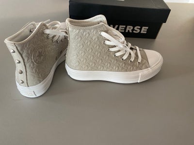 Støvletter, str. 36,5, Converse,  Sandfarvet,  Læder,  Ubrugt, Helt nye converse i sandfarvet læder 