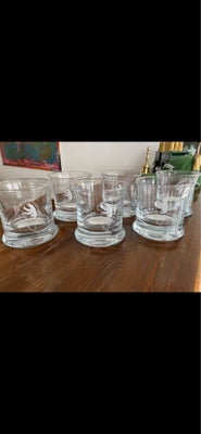 Glas, Holmegaard, Whisky glas, 6 stk Whisky glas, med Grønland motiv, købt i Nuuk i 1978 ud af en pr