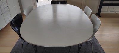 Spisebord, Fritz Hansen, b: 120 l: 180, Piet Heins super ellipse i hvid. Bordet har været brugt flit